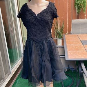Black lace chiffon cocktail dress size 10